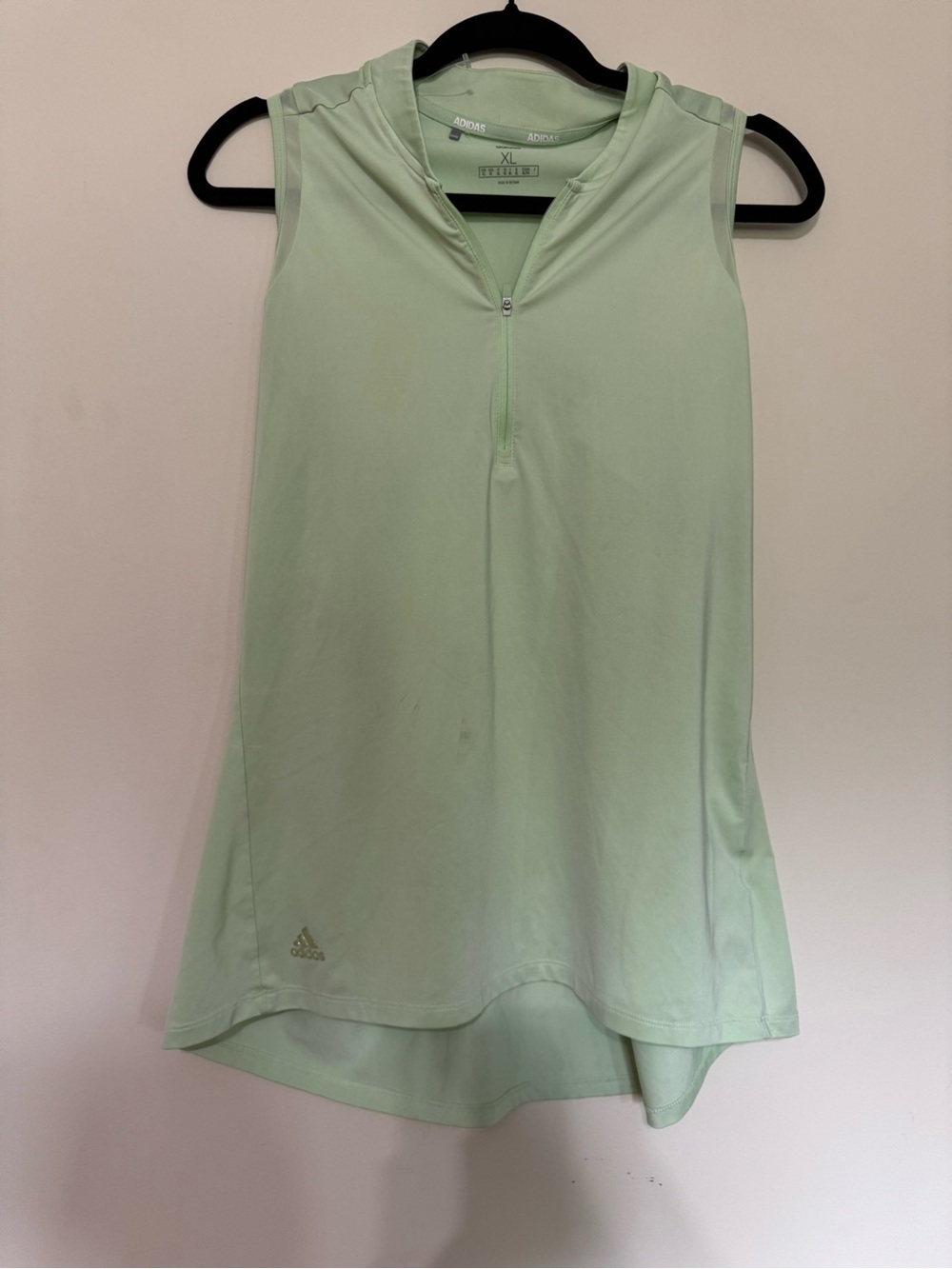adidas Mint Green Sleeveless Half-Zip Athletic Tank